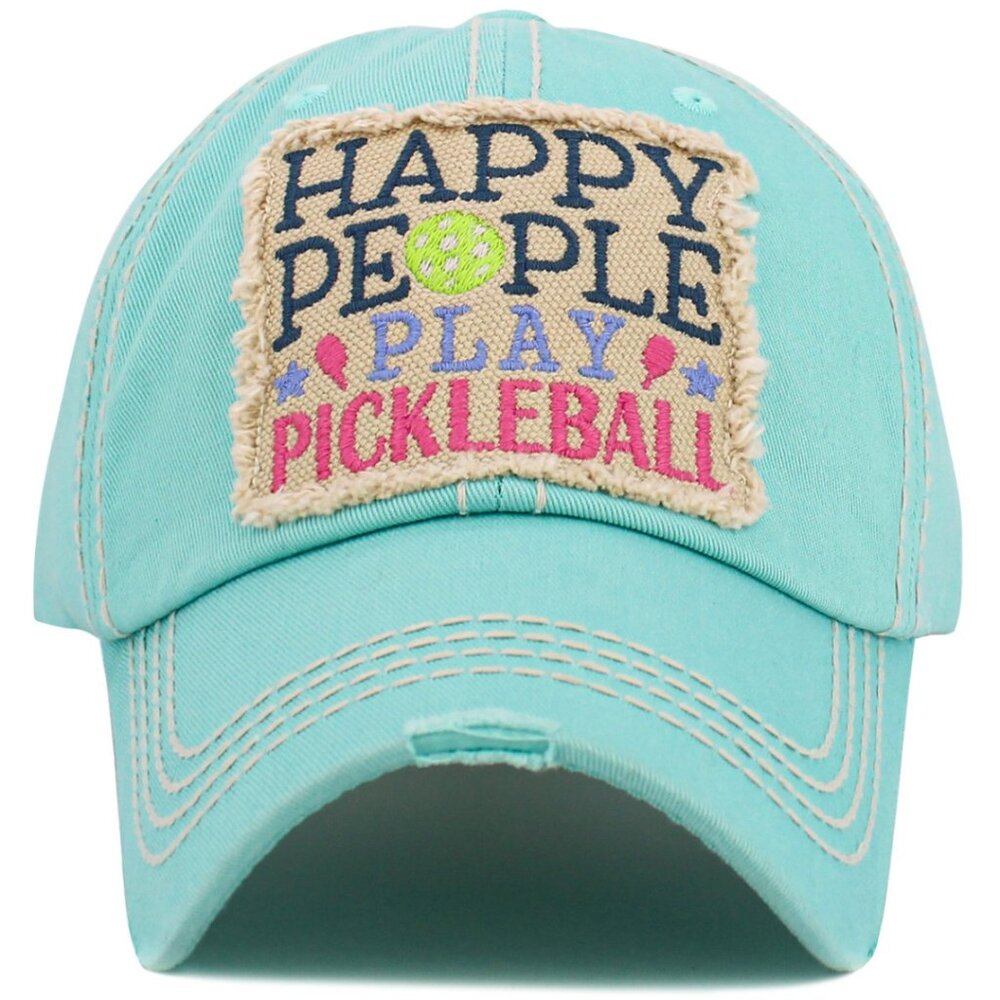 KBETHOS Turquoise "Happy People Play Pickleball" Baseball Cap Hat‎ NWT